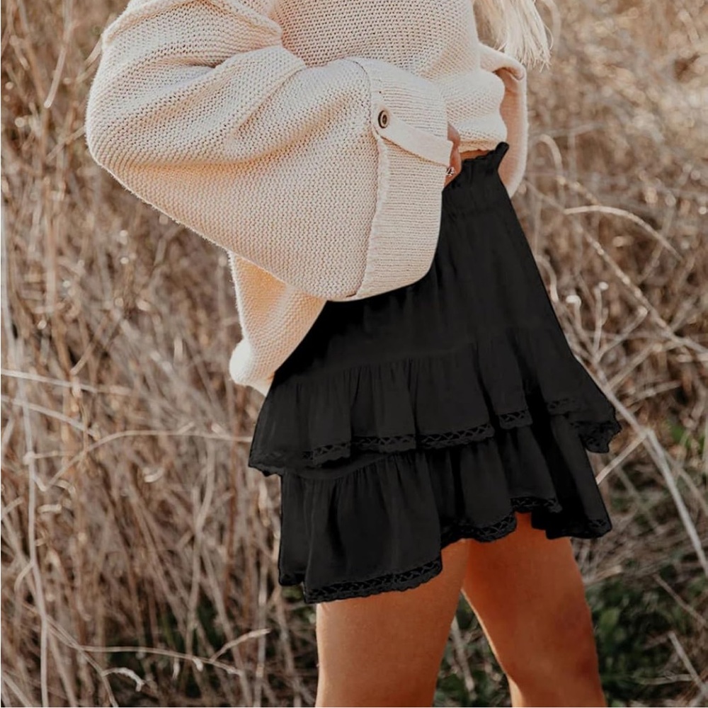 Black ruffle skirt